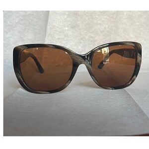 Tory Burch TY7086 Sunglasses Marbled Grey Brown Horn Gold Logo 55-18-135 1530/73
